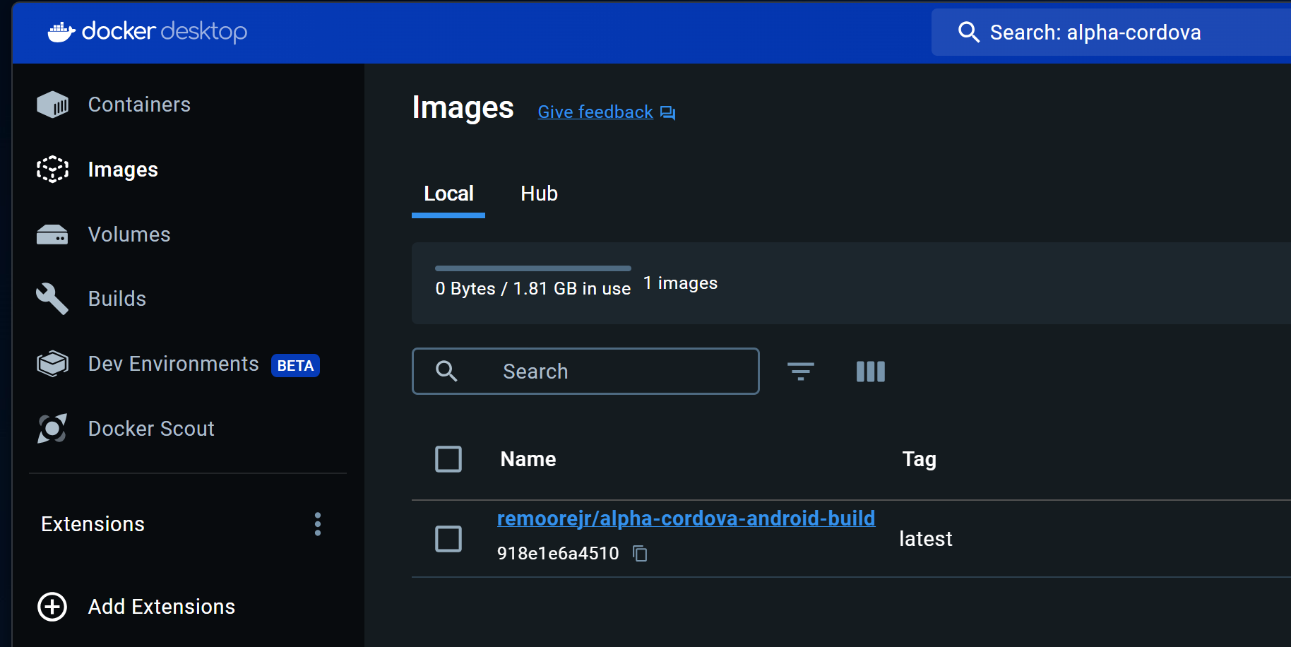 Docker Desktop Search